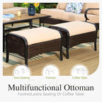 Sophia & William Patio Furniture Set, Outdoor Metal Conversation Set 9 Seats with 3-Seater Sofa, 2 Fix Chairs, 1 Loveseat, 2 Ottoman, 1 Coffee Table for Seating, Lawn Porch Backyard,Beige