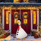 Outus Christmas Snowman Goose Outfits Funny Snowman Porch Goose Outfit 23 Inch Holiday Lawn Geese Cloth for Christmas Yard Garden Outdoor Decorations