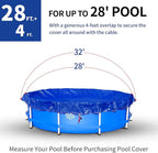 32Ft Pool Cover for(28Ft) Above Ground Pool,Heavy Duty Above Ground Pool Cover Includes Winch and Cable,Winter Pool Cover Strength&Durability,UV Protection, Blue/Black(Cover Only)
