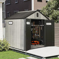 Domi 8x6FT Resin Outdoor Storage Shed with Lockable Door, Waterproof Outside Sheds with Windows & Vents, Heavy-Duty Plastic Tool Storage Shed for Patio Furniture, Lawn Mower, Bike