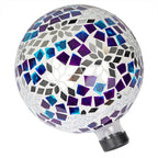 Alpine Corporation HMD218 Mosaic Gazing Globe with Mirrored Floral Pattern Decoration for Garden, Patio, and Lawn, 12" H