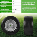 AR-PRO (2-Pack) 11x6.00-5 Flat Free Tire and Wheel - Universal 11x6-5 Solid Rubbe Riding Lawn Mower Tire with Rim - With 5.9"-8.1" Centered Hub and 3/4" Bushings - Fit Most Zero Turn Mowers