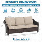 Vista Vibe 78" Patio Wicker 3-seat Sofa, Deep Seat Loveseat, Outdoor All-Weather Rattan Couch with Removable Cushions, Steel Frame Couch for Garden, Poolside (Beige)