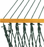 Original Pawleys Island Deluxe Green DuraCord Rope Hammock – 13 ft. x 60 in., 2-Person, 450 lb Capacity, Oak Spreader Bar, Zinc-Plated Hardware, Handcrafted in The USA