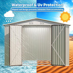 10x8 FT Outdoor Storage Shed with Foundation,Metal Aluminum Tool Sheds,Heavy-Duty Sheds with Sloped Roof, Air Vent and Hinge Doors,Garden Shed Bike Shed for Backyard Patio Lawn,Cream White