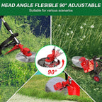 Cordless Weed Wacker, 9-inch Electric Weed Wacker Battery Powered with 2 Pcs 4.0Ah Batteries, 3 in 1 Wheeled Grass Lawn Trimmer/Brush Cutter,3 Types Blades Lightweight Edger Trimmer for Yard Care