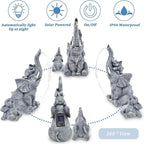 FORUP Garden Elephant Statue, Solar Elephant Statues for Garden Decor, Elephant Figurine with Solar Watering Lights, Elephant Outdoor Sculptures for Outside Porch Patio Balcony Front Yard