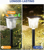 Super Bright Solar Pathway Lights Outdoor Powered,Adjustable Warm&Cool White,Waterproof IP65 Garden Decor Landscape Lighting Outside for Yard/Patio/Walkway/Driveway/Landscape (Obsidian Black, 6 Pack)