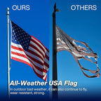 American Flag 3x5 ft Outdoor Long Lasting US Flag, Heavy Duty Polyester, Embroidered Stars, Sewn Stripes, Brass Grommets, UV Protection Perfect for Outdoors! USA Flag