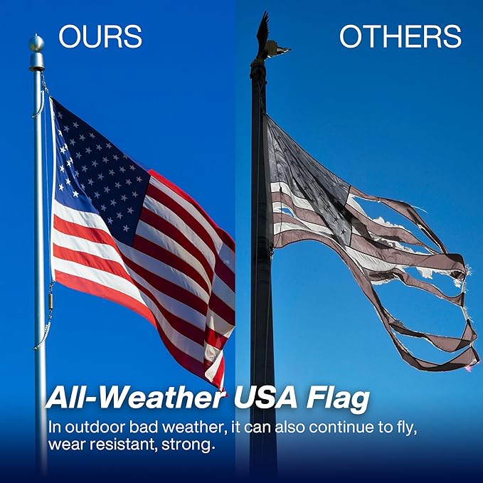 American Flag 2.5x4 ft Outdoor Long Lasting US Flag, Heavy Duty Polyester, Embroidered Stars, Sewn Stripes, Brass Grommets, UV Protection Perfect for Outdoors! USA Flag
