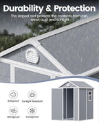 6x4.5 FT Plastic Sheds & Outdoor Storage, UV Resistant Storage Sheds Outdoor with Floor and Window, All-Weather Garden Resin Tool Shed for Lawn Mower, Yard Tools, Bike, Light Grey