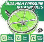 15“ Pressure Washer Surface Cleaner with 4 Wheels - Coated Green Stainless Steel Surface Cleaner for Pressure Washer Attachment for Concrete, Driveway, Patio, Sidewalk, Deck and Driveways - PWS15G