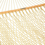 Original Pawleys Island Deluxe Tan DuraCord Rope Hammock – 13 ft. x 65 in, 2-Person, 450 lb Capacity, Oak Spreader Bar, Zinc-Plated Hardware, Handcrafted in The USA