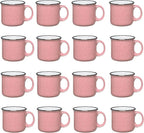 Set of 16 Ceramic Campfire Mugs – 15 Oz, Pink – Coffee & Tea Cups for Home, Work, Travel, Camping – Customizable, Great for DIY, Events, Companies