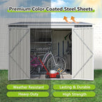 6x8FT Lean to Sheds Metal Outdoor Storage Shed with Floor Frame,Large Tool&Lawn Mower Shed with Two Lockable Doors for Garden Backyard Patio Storage,Outside Waterproof Storage Shed