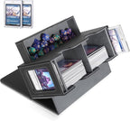 MTG Deck Box, MTG Commander Card Deck Box with Commander Display, Fits 250+ Single Sleeved, Double Card Storage Box with Dice Tray, Magnetic Card Storage Case for CCG TCG Sports Cards, Black Grey