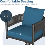 Grand patio Outdoor Dining Chair Set of 2, 2 Pieces Patio Dining Chairs, Metal Woven Wicker Swivel Patio Chairs with Peacock Blue Cushions for Backyard, Deck, Garden, Porch, Lawn and Poolside (Brown)