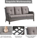 Rilyson 6 Piece Outdoor Patio Furniture Set - Rattan Wicker Patio Conversation Sets with 2 Swivel Rocker Chairs,2 Ottomans,1 Sofa and 1 Coffee Table for Outside Porch Deck Yard(Mixed Grey/Grey)