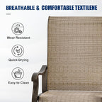 UDPATIO Patio Swivel Dining Chairs Set of 2, Outdoor Dining Chairs High Back with All Weather Breathable Textilene, Metal Rocking Frame for Lawn Garden, Brown