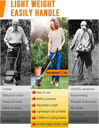 Electric Weed Wacker Cordless, 21V Weed Eater Battery Powered with 2 Batteries and Charger, 3 in 1 Electric Grass Trimmer Cordless Edger Brush Cutter with Saw & Metal Blade for Lawn Garden Yard