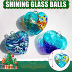 Blue Heart Hand Blown Glass Gazing Balls for Garden Hanging Friendship Balls Christmas Ball Ornaments for Xmas Tree Decoration (Blue - B)