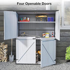 Outdoor Storage Shed with Floor, Waterproof Storage Cabinet with Metal Frame, Adjustable Shelves, Garden Shed for Backyard Garden Patio Lawn - White