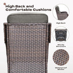 Rilyson Wicker Outdoor Patio Furniture Set - 7 Piece Patio Conversation Sets with Swivel Rocker Chairs, Ottomans and Sofa, 6 inch Cushions, Waterproof Wicker, for Porch Deck Brown/Grey