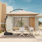 Grand patio 10x10 FT Patio Offset Umbrella Large Square Aluminum Cantilever Umbrella Base Included for Deck Porch (Champagne, 10x10 FT)