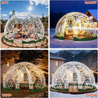 Garden Dome Tent, 15 x 9.5 ft Outdoor Clear Bubble Tent for 2-4 Person, All-Weather Geodesic Dome Greenhouse with Window & Door, PVC Transparent Tent for Patio, Camping, Party (15FT - Green)