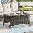 HUMMUH Patio Furniture 6 Pieces Outdoor Furniture Set Wicker Outdoor Sectional Sofa with Swivel Rocking Chairs,Patio Ottomans,Outdoor Coffee Table