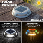 SIEDiNLAR Solar Driveway Lights Outdoor 16 LEDs 9 Modes, Dock Markers Deck Lights Waterproof Warning for Pathway Driveway Walkway Ground Step Yard Garden, RGB (1 Pack)