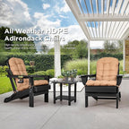 nalone Folding Adirondack Chair with Cushion with Cup Holder, HDPE Plastic Oversized Patio Chair Weather Resistant, Used in Outdoor, Fire Pit, Deck, Garden, Campfire Chairs (Black)