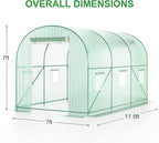 Outdoor Greenhouse with Screen Door,Outside Heavy Duty Walk in Green House for Garden Plants UV Protection Thermostatic Waterproof (Green, 10x10x7 FT)