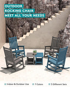 SERWALL Oversized Rocking Chair, Outdoor Rocking Chair for Adults, All Weather Resistant Porch Rocker for Lawn Garden, Grey
