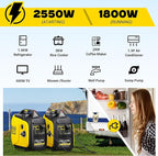 2550-Watt Portable Inverter Generator for Home Use, 1.06Gallon Large Fuel Tank Up to 10 Hours Use, 120V Gas Powered Generator Super Quiet - EPA Compliant-Yellow