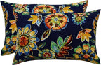 RSH DECOR: Lumbar Throw Pillows Set of 2 | 20” x 12" | All-Weather Spun Fabric | Water and Fade-Resistant | Outdoor Support Pillows for Patio Furniture | Daelyn Navy