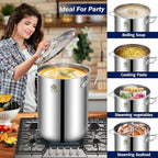 ARC 32QT Stainless Steel Stockpot with 200,000BTU Propane Burner, Seafood Boil Pot and Burner with Basket and 36 Inch Mix Spoon, Cookware for Crawfish Crab Shrimp Boil, Turkey Fryer, Tamale Steamer
