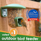 Outdoor Small Bird Feeder for Fences, Trees, Balcony and Walls - PerchPod Seed Birdfeeder, No Mess Wild Bird Feeders for Outside
