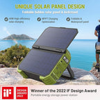 BROWEY Portable Power Station, 1000W Solar Generator with Built-in Solar Panel, 614WH/192000mAh LiFePO4 Battery Pack, AC/DC/USB/PD Outputs, for Outdoor Camping, RV Travel, Emergency Preparedness