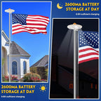 20FT Sliver Heavy Duty Flag Pole Kit with 3x5 Ft American Flag & Solar Light - 12 Gauge Aluminum Tubing, Resistance High Winds, Hardware Flagpole Set for Residential Commercial Outdoor Ready