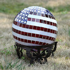 Mosaic Gazing Ball Patriotic Stars and Stripes Glass Globe Colorful Gazing Ball 10 inch for Outdoor Home Garden Yard Patio Decor