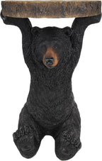 American Black Bear Side Table Pedestal End Table Stool Resin Bear Statue Hand Painted Sculpture Home Office Living Room Decor