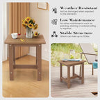 Outdoor Side Table, Weather Resistant Double Small Adirondack Side Table, Outdoor Indoor End Table for Chair, 17" Patio Table for Pool, Deck and Porch, Black (Item1, Teak)