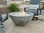Outdoor GreatRoom Co Propane Fire Pit Table - Cove Gas Fire Pits for Outside Patio - 42 Inch Round Bowl Concrete Firepit Fire Table with Glass Tabletop Cover, Tempered Clear Glass Gems, 105,000 BTU