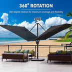 9' X 12' Cantilever Patio Umbrella with Base Included 360°Rotation Rectangular Outdoor Large Offset Umbrellas Heavy Duty Windproof for Garden Deck Pool, Grey