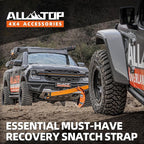 ALL-TOP Recovery Snatch Strap, 3in x 30ft - 35000Lbs, Heavy Duty 100% Nylon Kinetic Towing Recovery Strap with 22% Elongation & Reinforced Loops