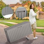Outdoor Storage Box, Resin Deck Boxes Indoor and outdoor, Waterproof Storage Box Lockable Lid (Grey, 75 Gallon)