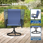 Patio Swivel Chairs Set of 8, Outdoor Swivel Chairs with Armrest, High Back Patio Chair with Metal Frame, All-Weather Outdoor Dining Chair for Deck, Porch and Lawn, Blue