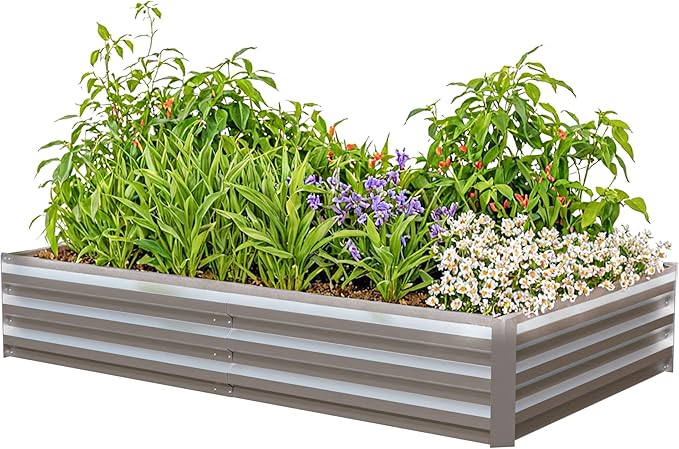 6x3x1 Ft Planter Raised Bed, Metal Planter Box, Planters Small Antifreeze Greenhouse Kit for Outdoor Plants, Flower, Galvanized Garden Bed Planter Gardening Supplies