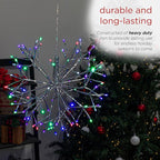 Alpine Corporation 16"H Indoor Holiday 3D Snowflake Hanging Ornament with LED Lights, Silver , Christmas Decoration